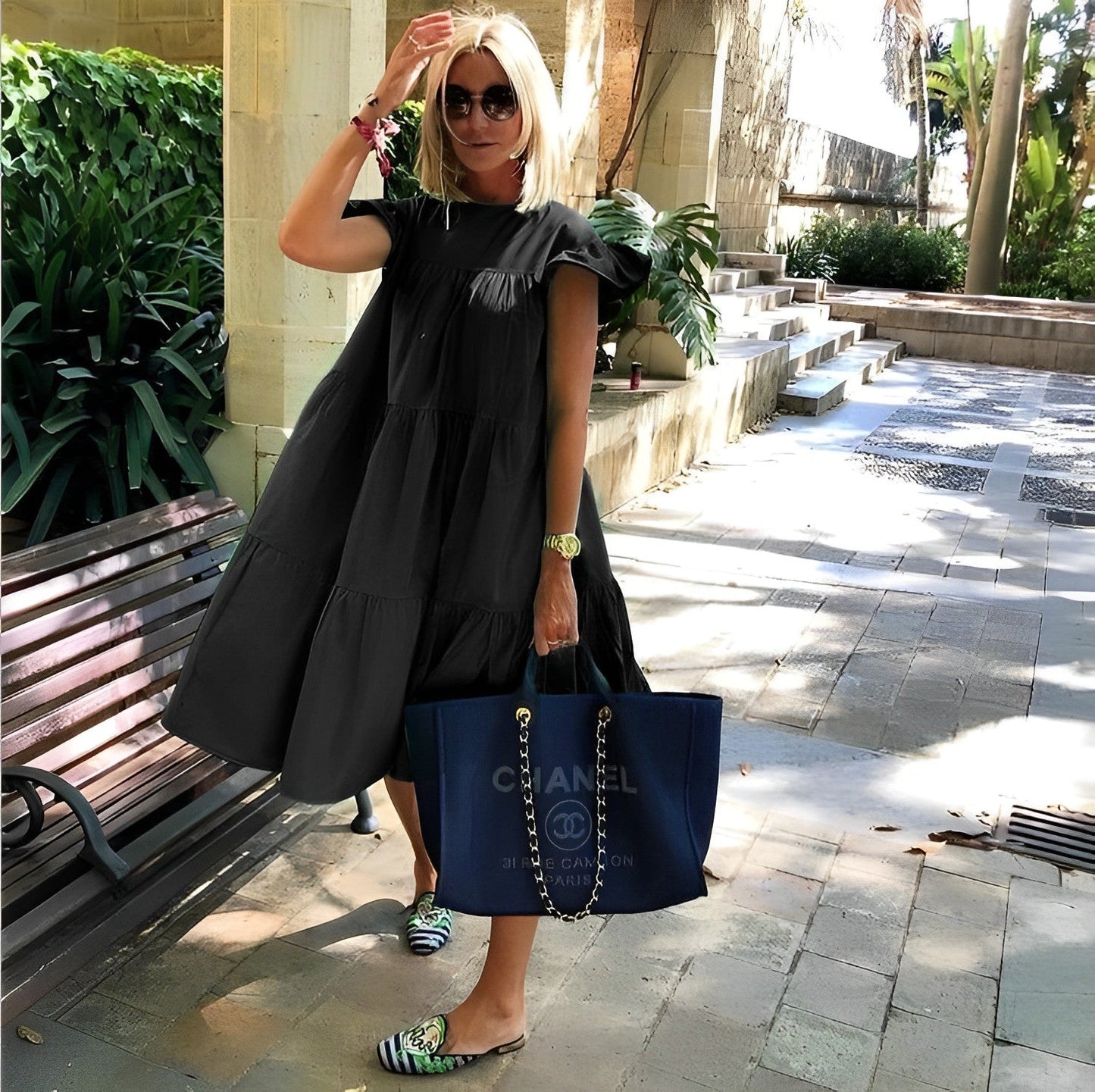 Levoire | Robe Mi-Longue Avec Des Manches Froncées Noir