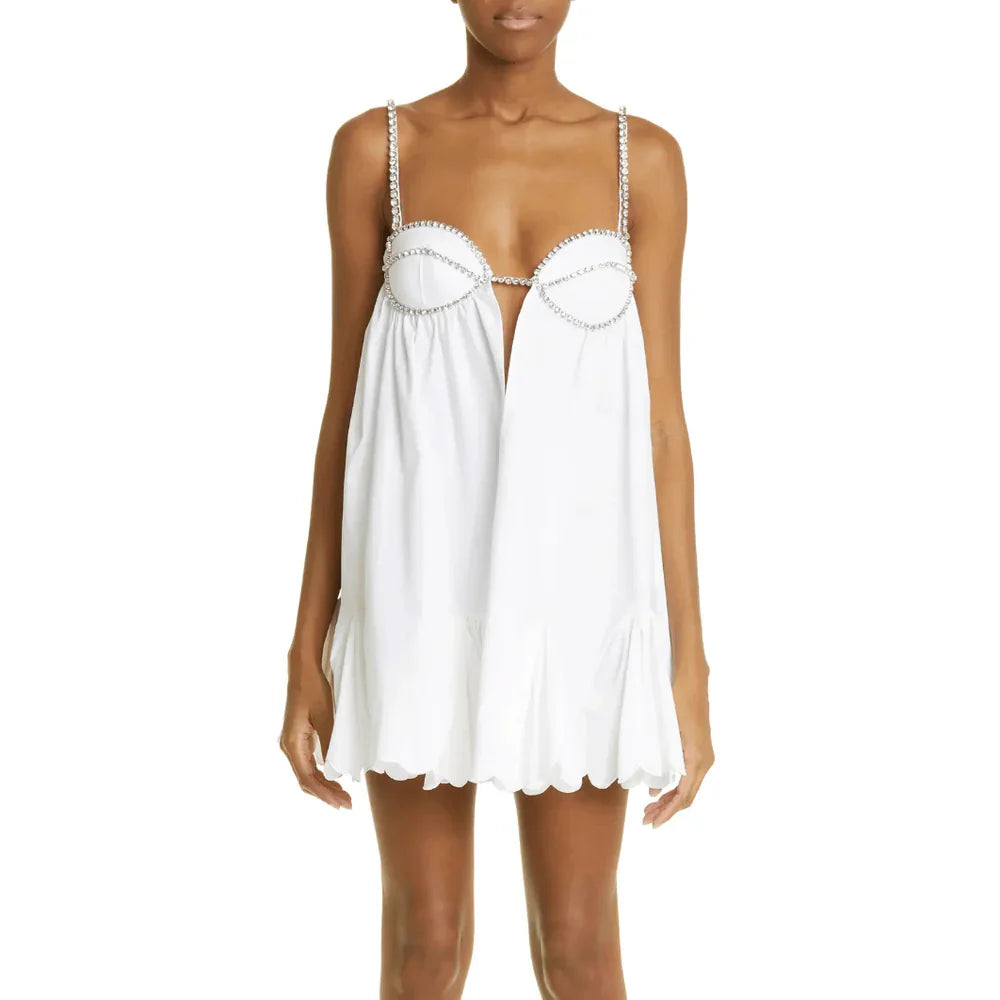Levoire | Paris Popeline Mini Robe À Ourlet Festonné