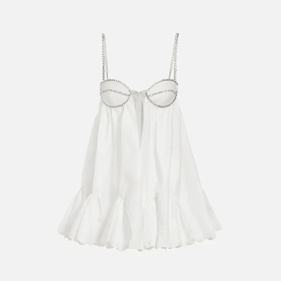 Levoire | Paris Popeline Mini Robe À Ourlet Festonné