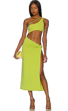 Levoire | Riveria Robe Maxi Une Épaule Citron vert