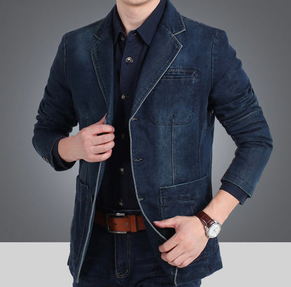 Levoire | Blazer En Jean Classique Bleu Dunkel