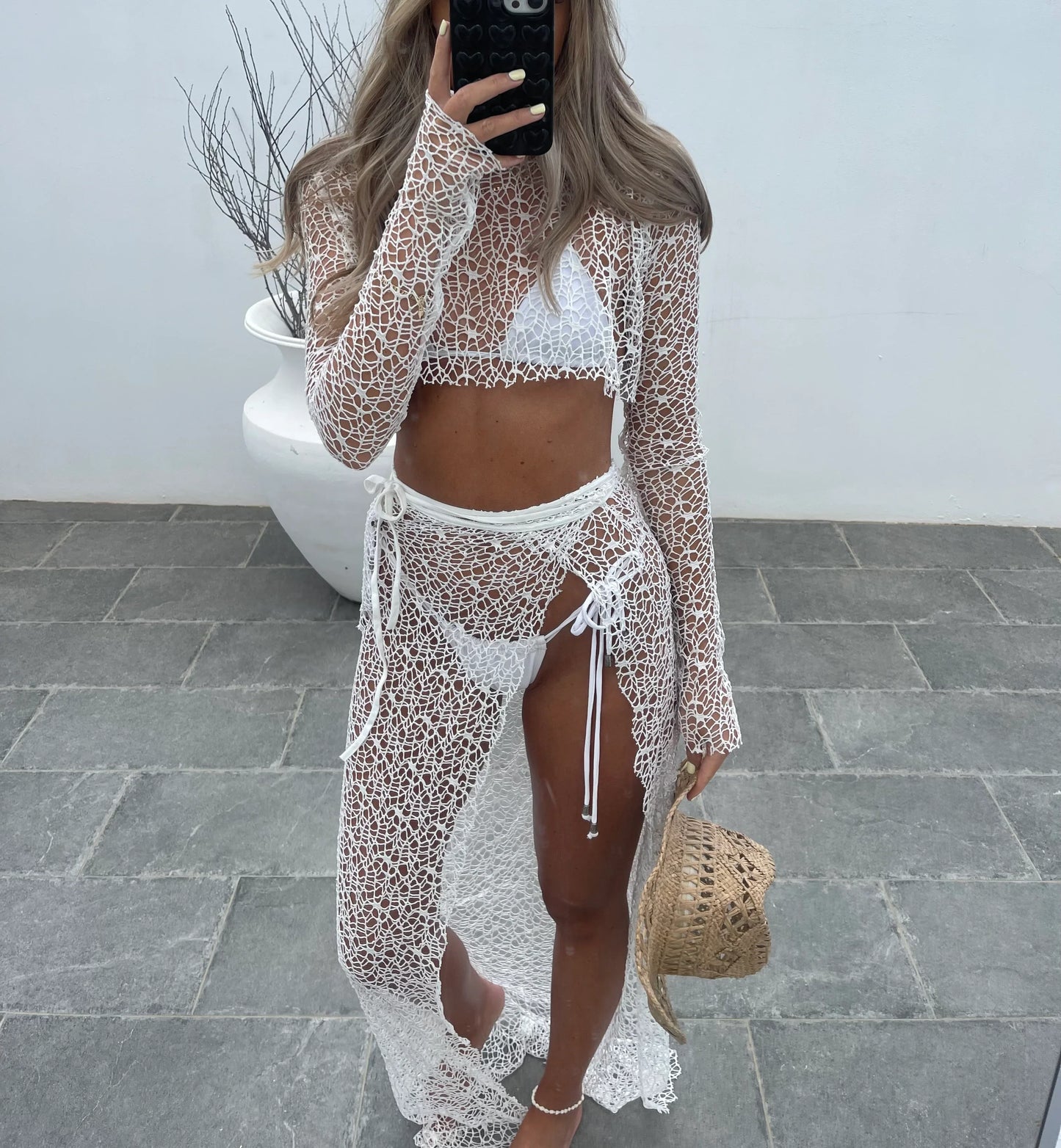 Levoire | Maillots De Bain Ensemble En Dentelle Crochete Blanche