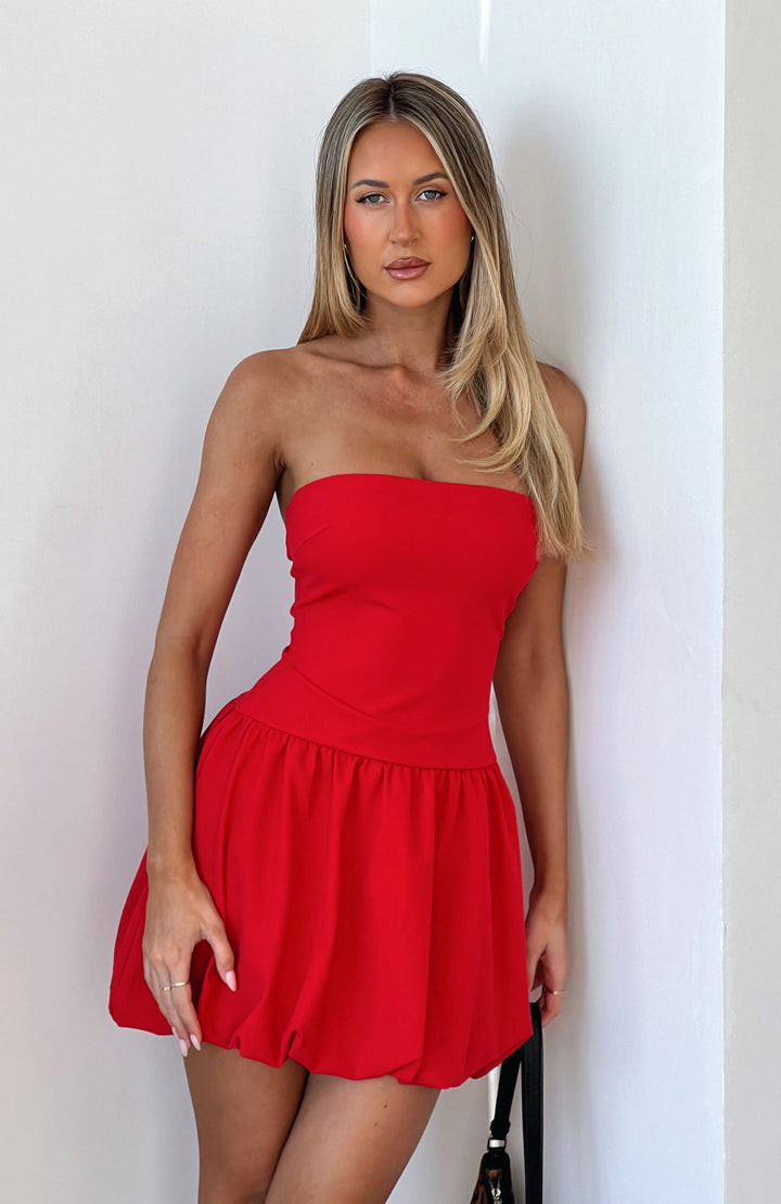 Levoire | Jupe Bulle Sous Forme De Mini Robe À Volants Couleurs Unies Vives Rot