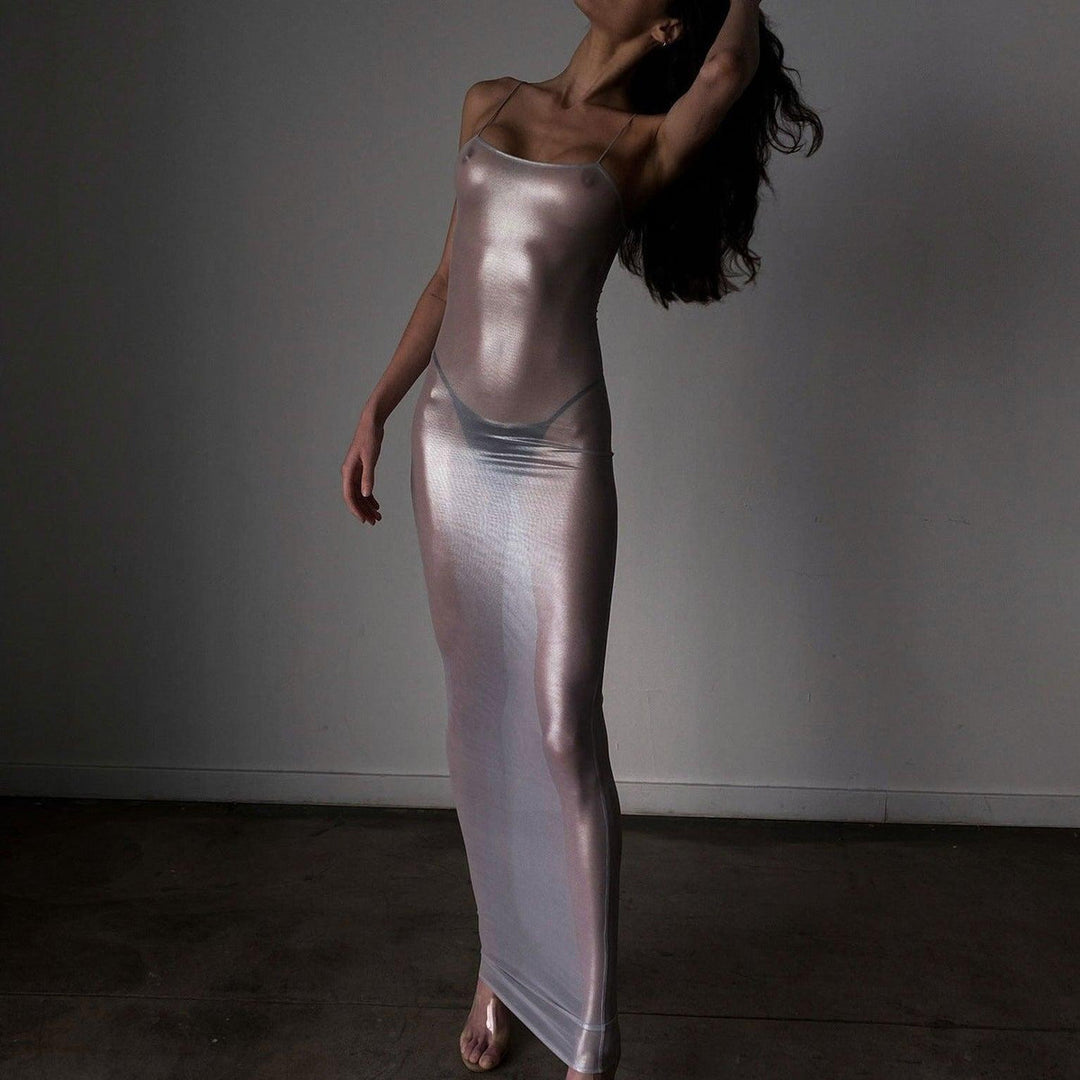 Levoire | Robe Maxi Métallique Transparente