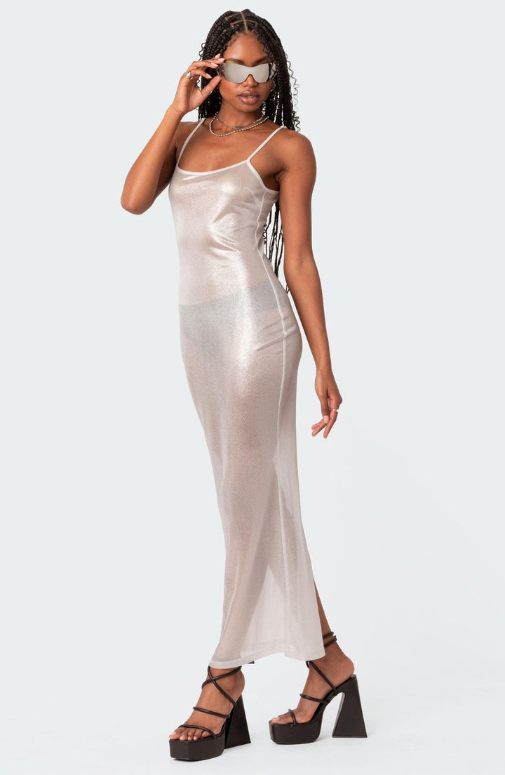 Levoire | Robe Maxi Métallique Transparente
