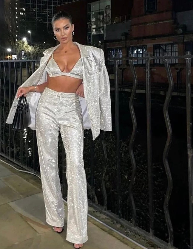 Levoire | Brillance Sensation Suit De Desses Argent Brillant 3 pièces L