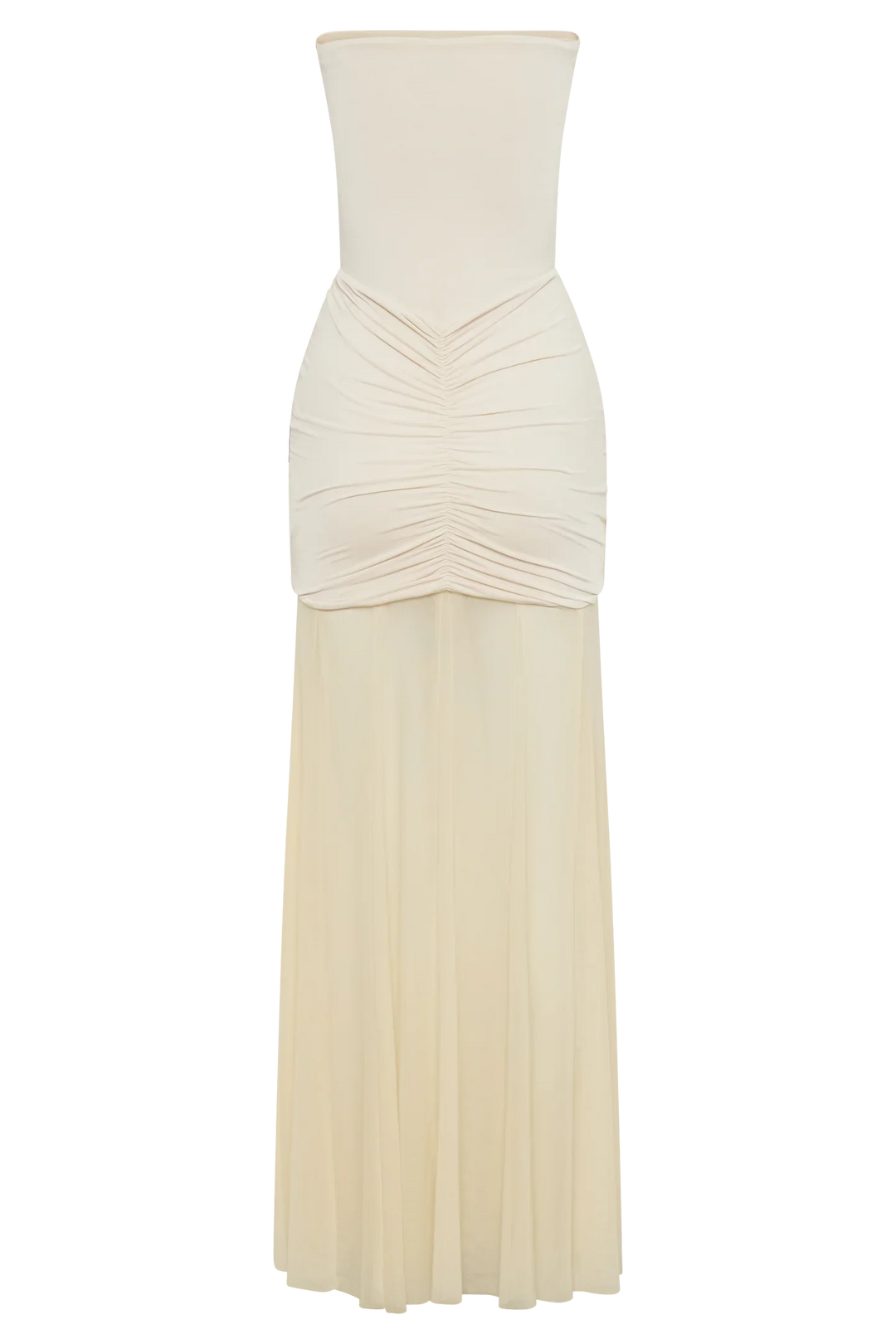 Levoire | Slinky Und Mesh Off Shoulder Maxi Robe