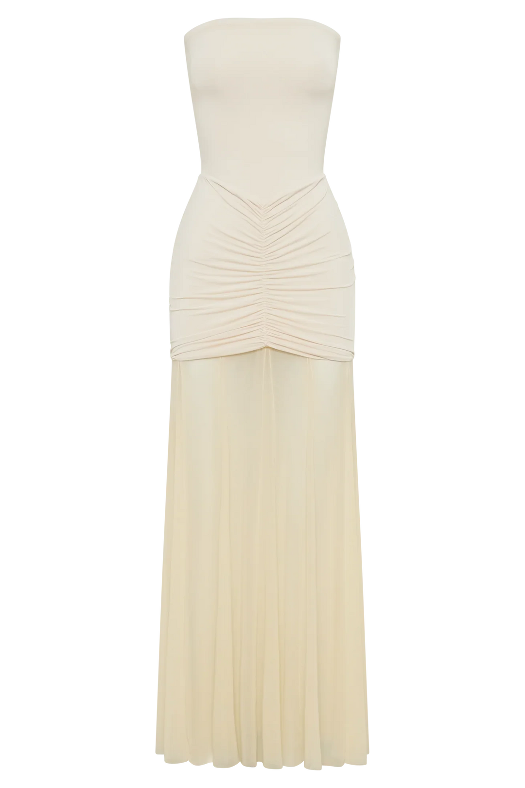 Levoire | Slinky Und Mesh Off Shoulder Maxi Robe