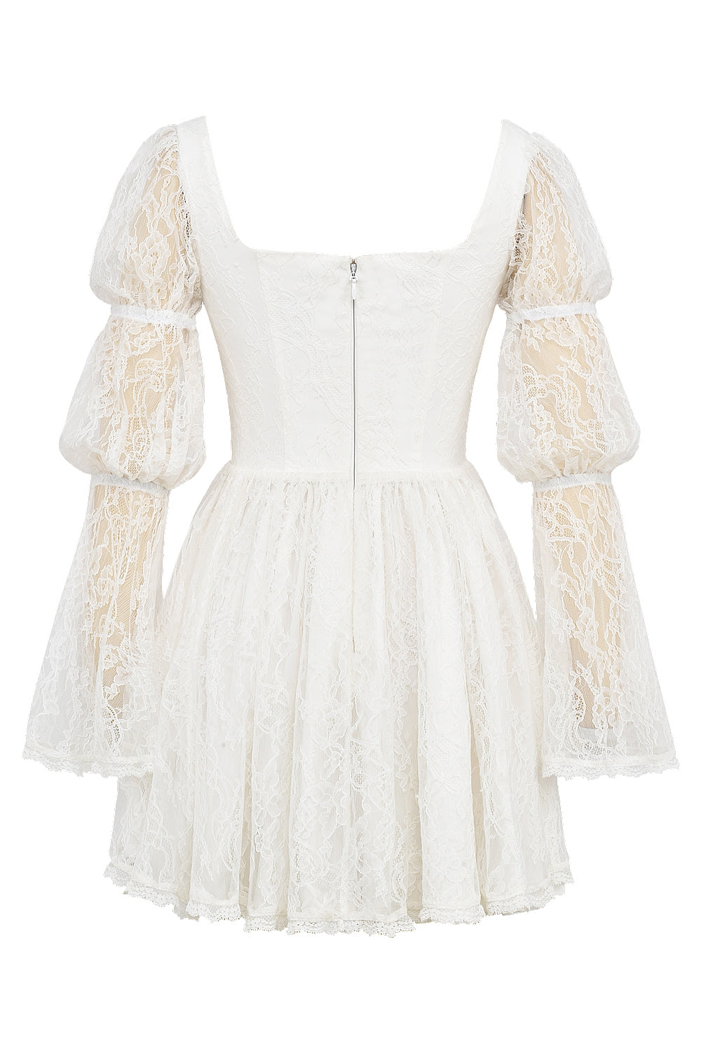 Levoire | Robe Mini À Manches Bouffantes En Dentelle Blanche