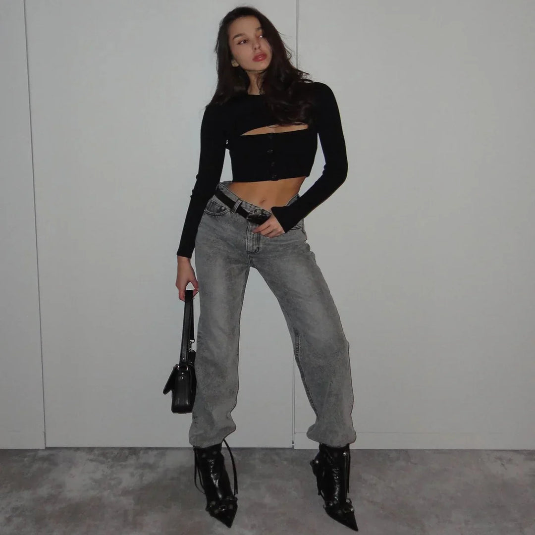 Levoire | Top Cropped À Manches Longues Fente Avant