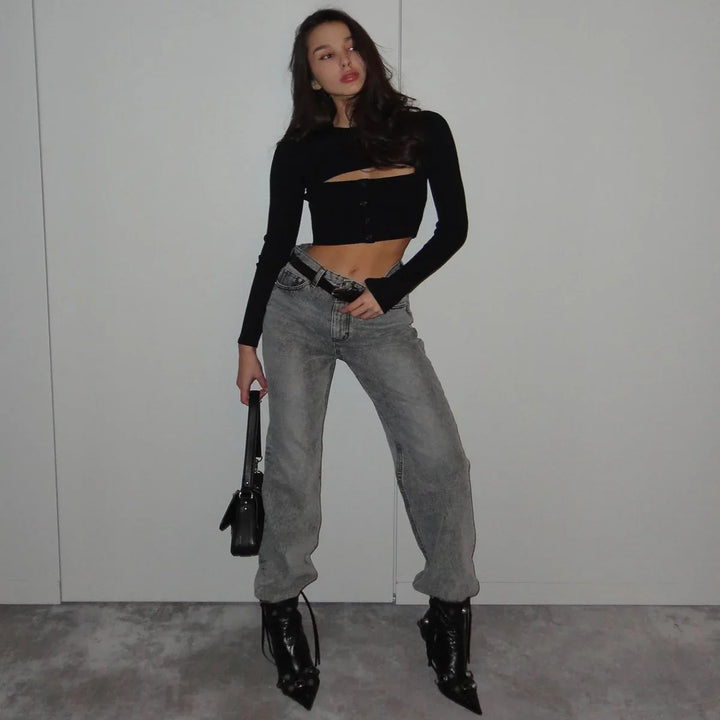 Levoire | Top Cropped À Manches Longues Fente Avant