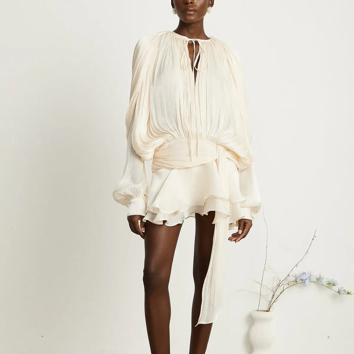 Levoire | Plissé T-Shirt À Volants Mini Robe