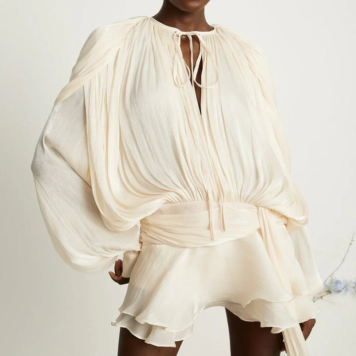 Levoire | Plissé T-Shirt À Volants Mini Robe