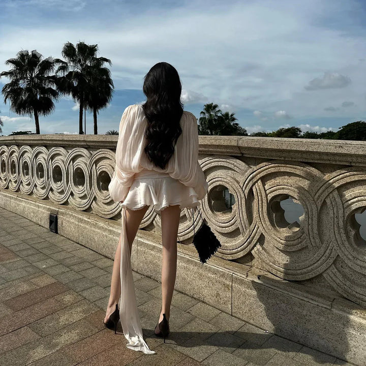 Levoire | Plissé T-Shirt À Volants Mini Robe