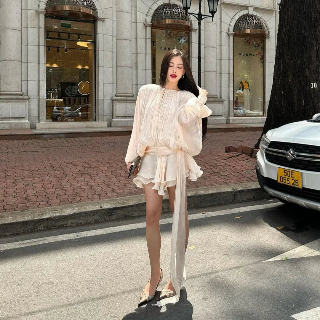 Levoire | Plissé T-Shirt À Volants Mini Robe