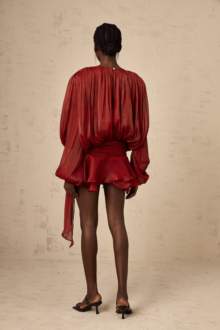 Levoire | Plissé T-Shirt À Volants Mini Robe