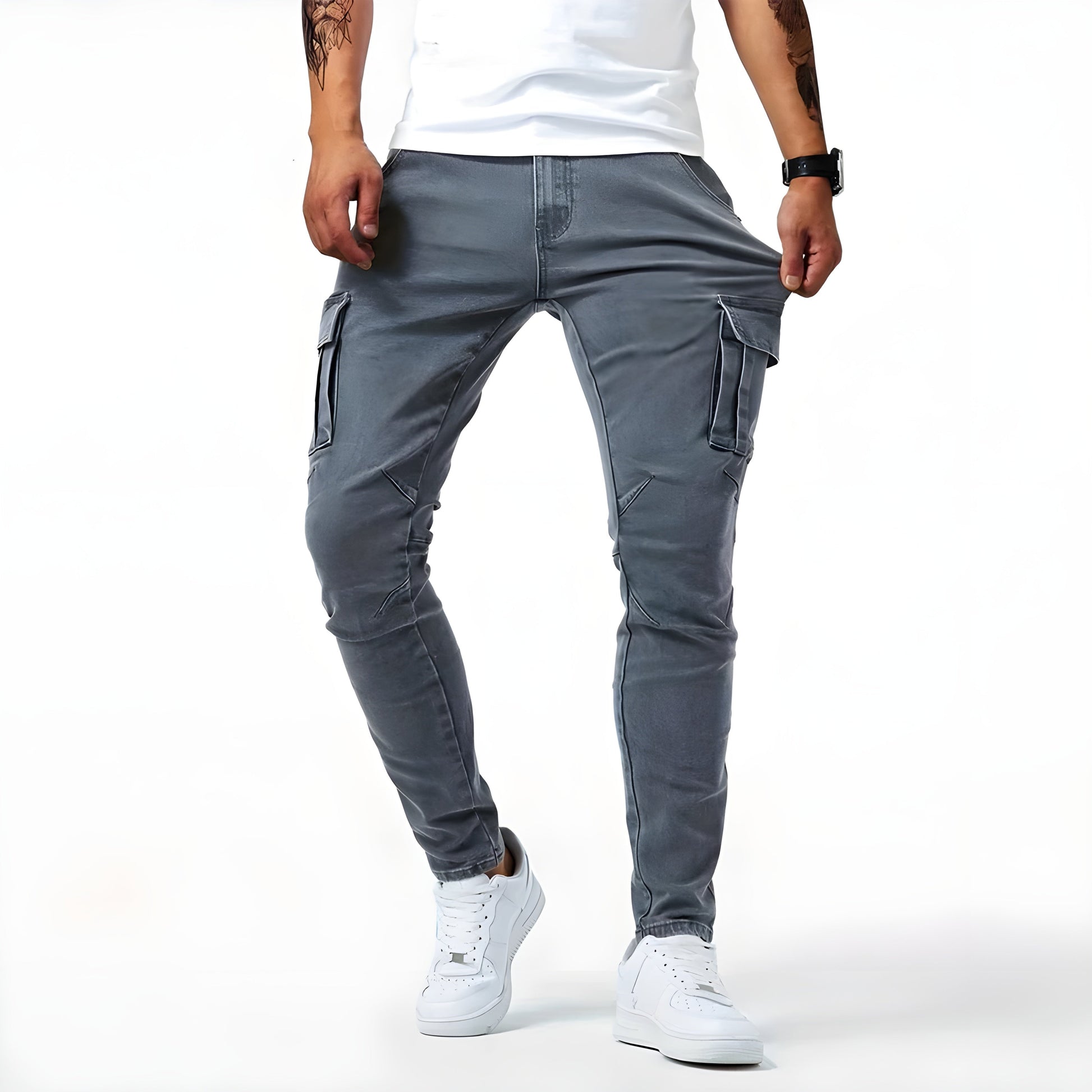 Levoire | Rento Coupe Slim Fit Pantalons Cargo En Denim À Coutures Latérales