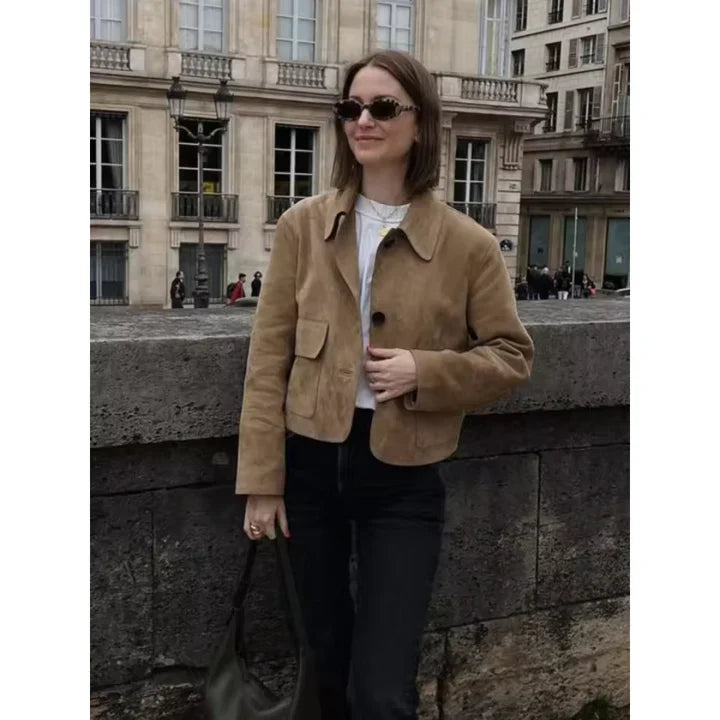 Levoire | Veste courte à boutons en duvet manches longues
