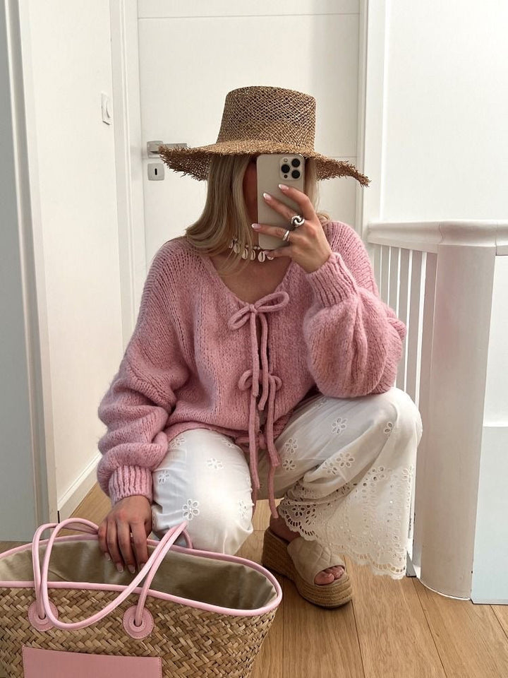 Levoire | Élégante Veste En Tricot Avec Nœud