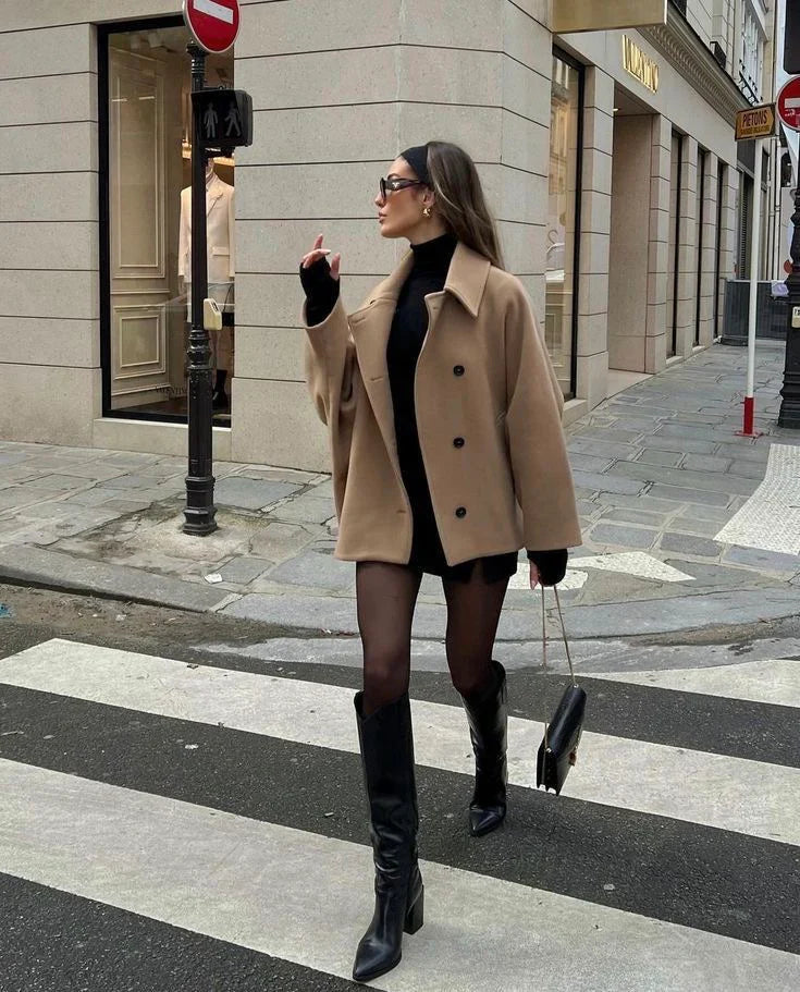 Levoire | Grande Taille Manteau Avec Sensation De Laine Khaki