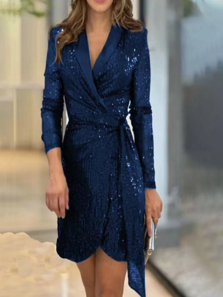 Levoire | Robe Blazer à Paillettes Bleu Foncé : Élégance Intemporelle Bleu foncé