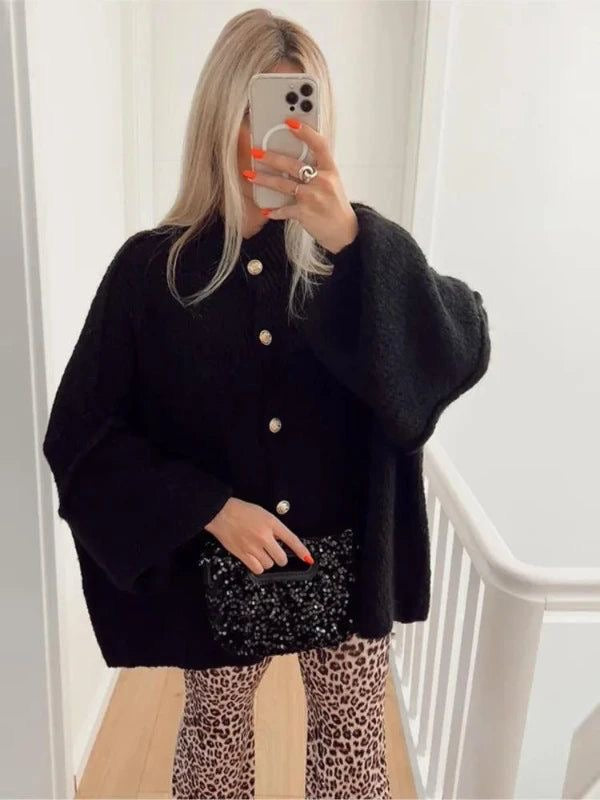 Levoire | Cardigan Oversize Pour Femmes Noir