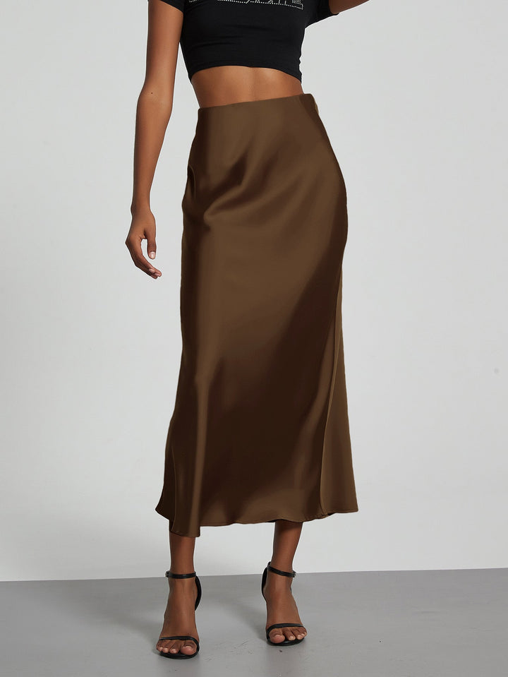 Levoire | Jupe Maxie En Satin Pour Femmes Mokkabraun