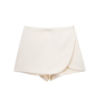 Levoire | Jupe-Culotte Élégante Courte Pour Femmes Beige (avec fente)