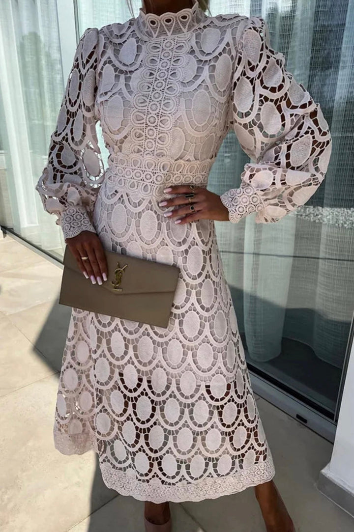 Levoire | Robe Midi Romantique Lgante Abricot