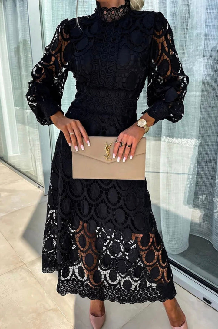 Levoire | Robe Midi Romantique Lgante Noir