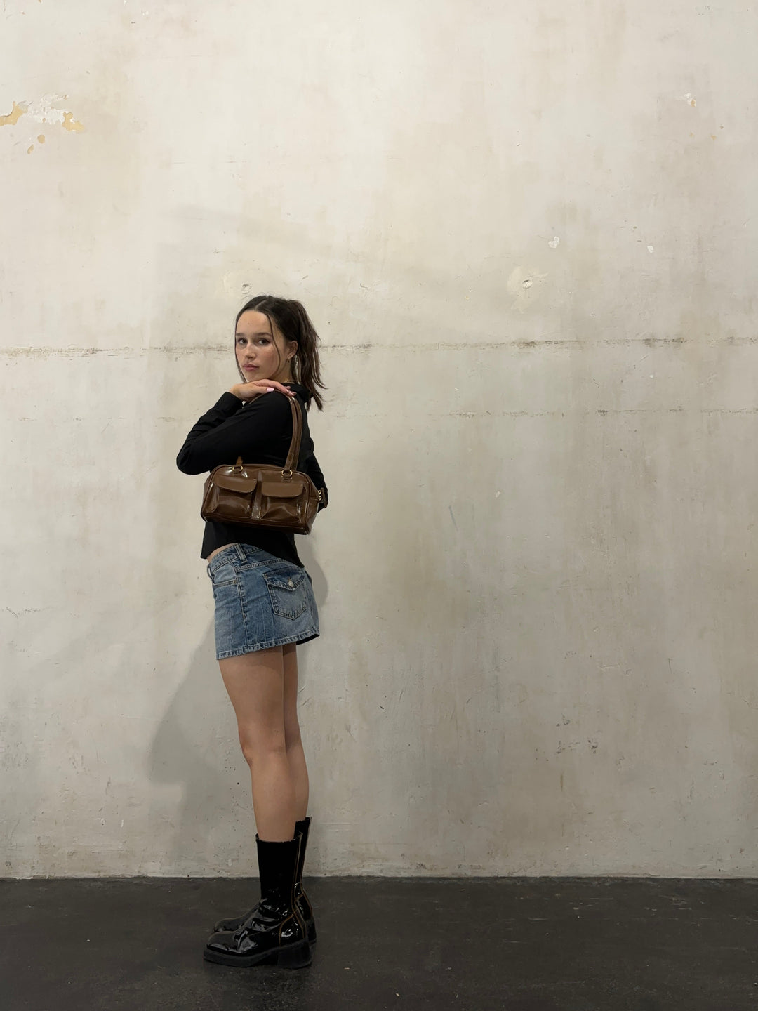 Levoire | Sac À Main En Cuir Brillant Avec Compartiments Latéraux