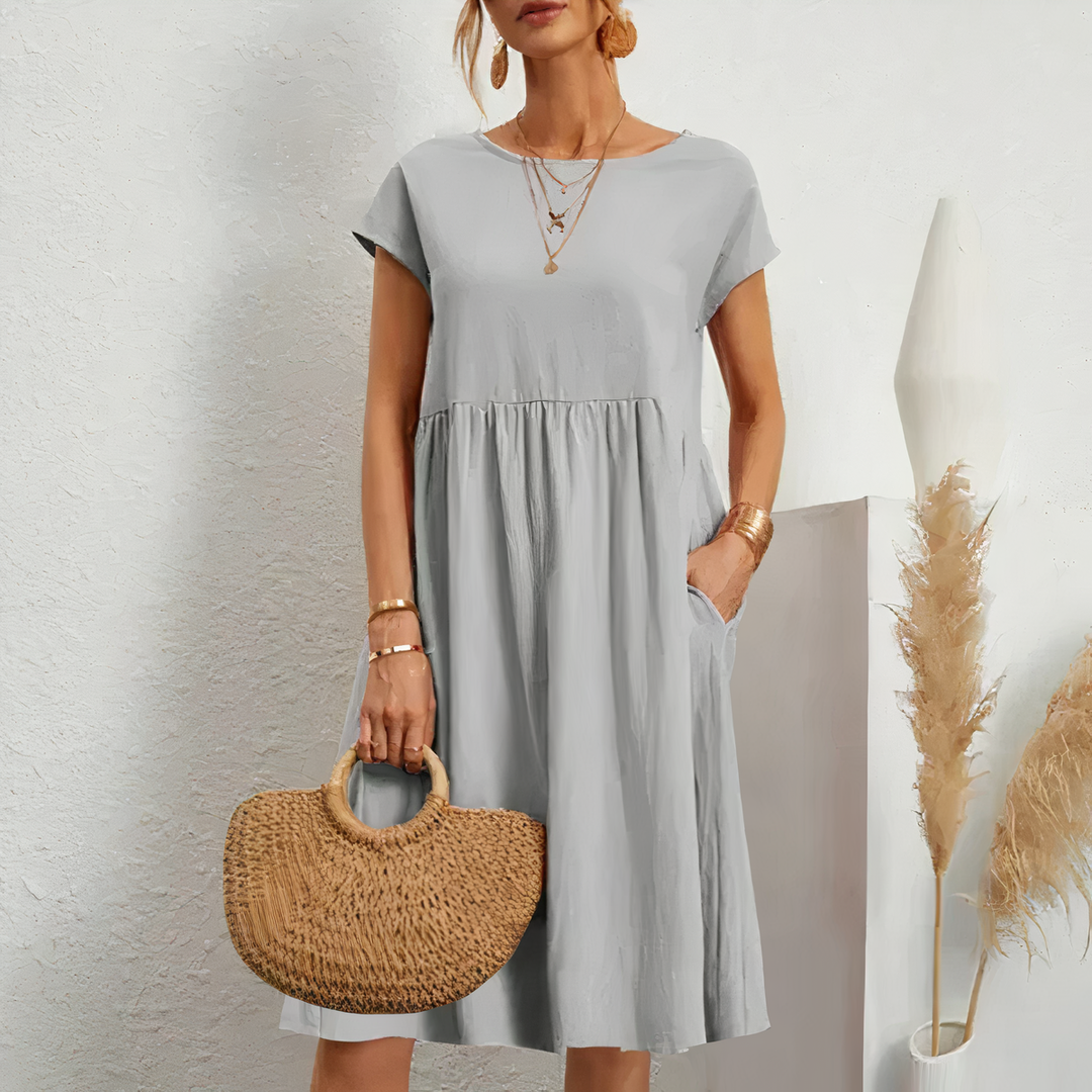 Levoire | Robe D'Été Mi-Mollet Avec Poches Gris