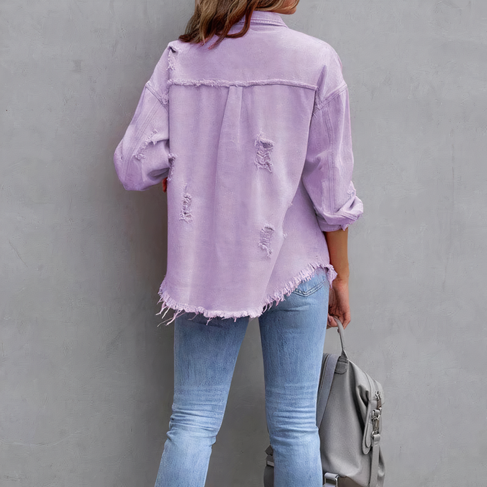 Levoire | Veste En Denim Chic Déchirée Décontractée