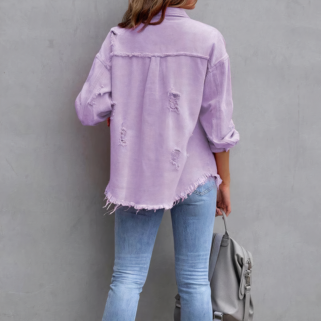 Levoire | Veste En Denim Chic Déchirée Décontractée