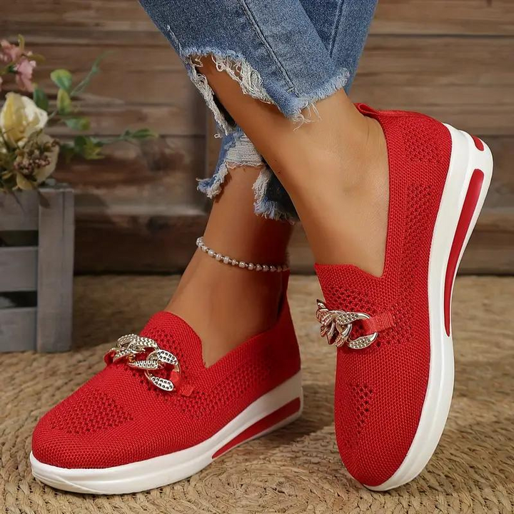 Levoire | Chaussure Mocassins Élégante Avec Détail De Chaîne Pour Femmes Rot