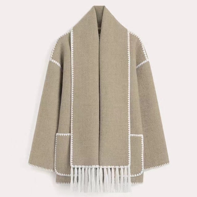 Levoire | Veste En Laine Confortable Avec Cape Gris