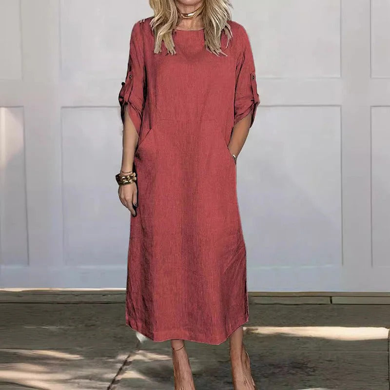 Levoire | Robe Midi Avec Poches Pour Femmes Rot