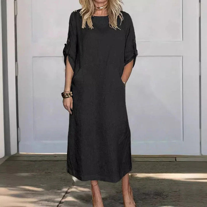 Levoire | Robe Midi Avec Poches Pour Femmes Noir