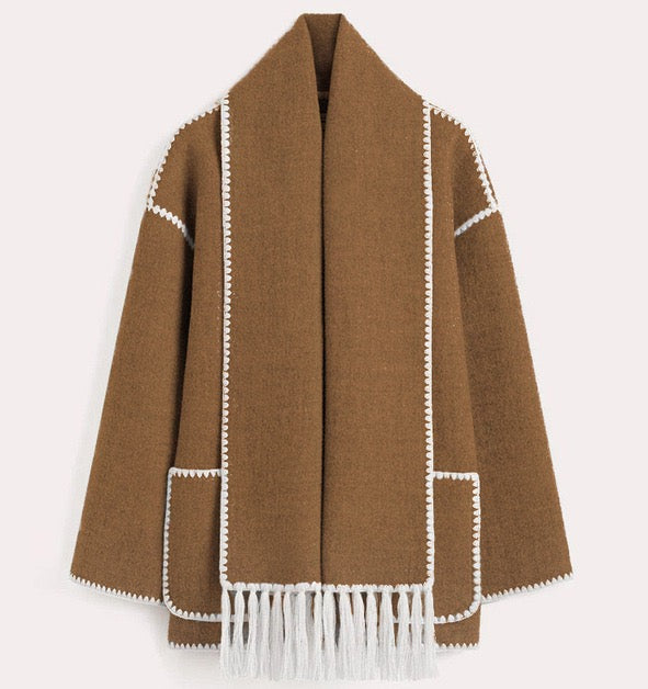 Levoire | Veste En Laine Confortable Avec Cape Braun