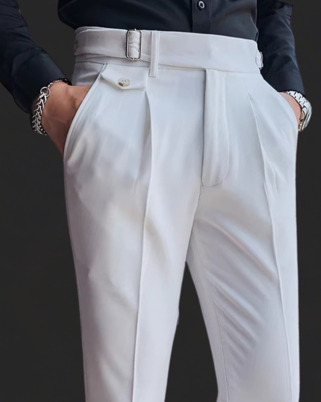 Levoire | Pantalons Élégants Récolte De Vin Style Britannique Et Coupe Confortable Blanc