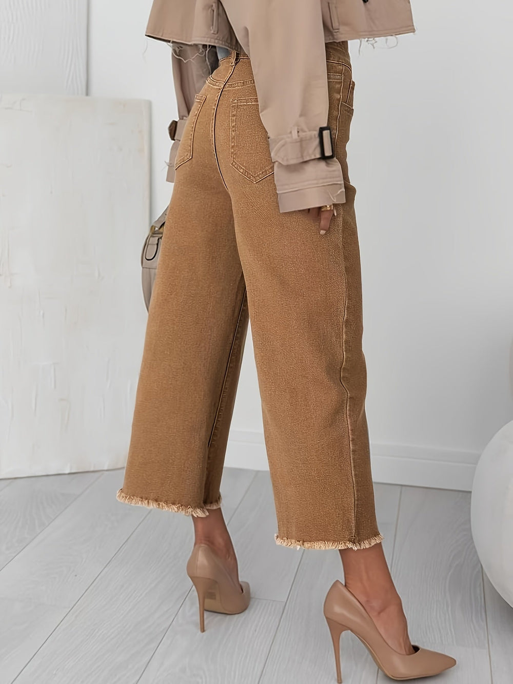 Levoire | Pantalon Tendance Mi-Mollet Avec Ourlet Effiloché