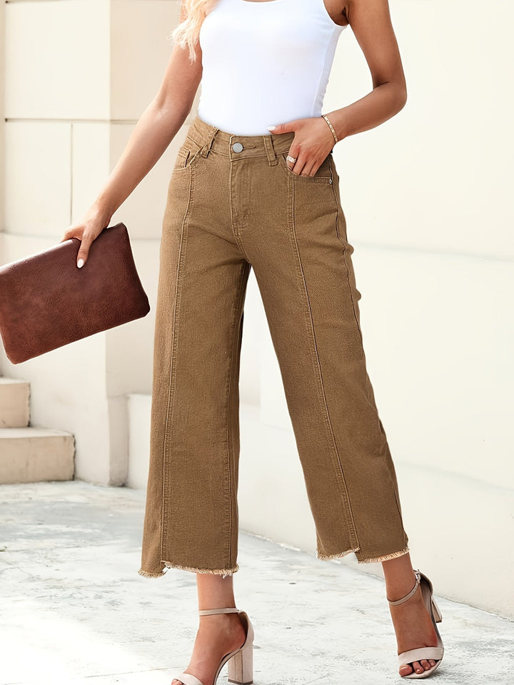 Levoire | Pantalon Tendance Mi-Mollet Avec Ourlet Effiloché