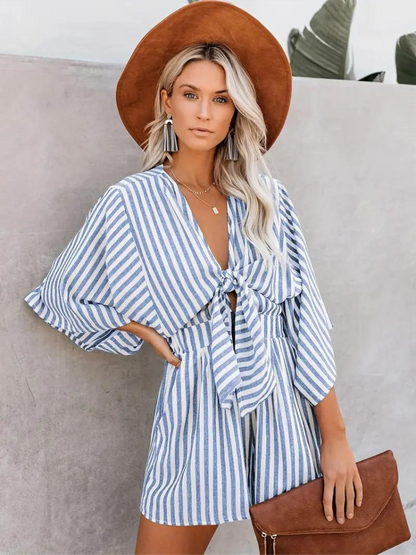 Levoire | Combinaison Rayée Tenue D'Été Avec Cravate