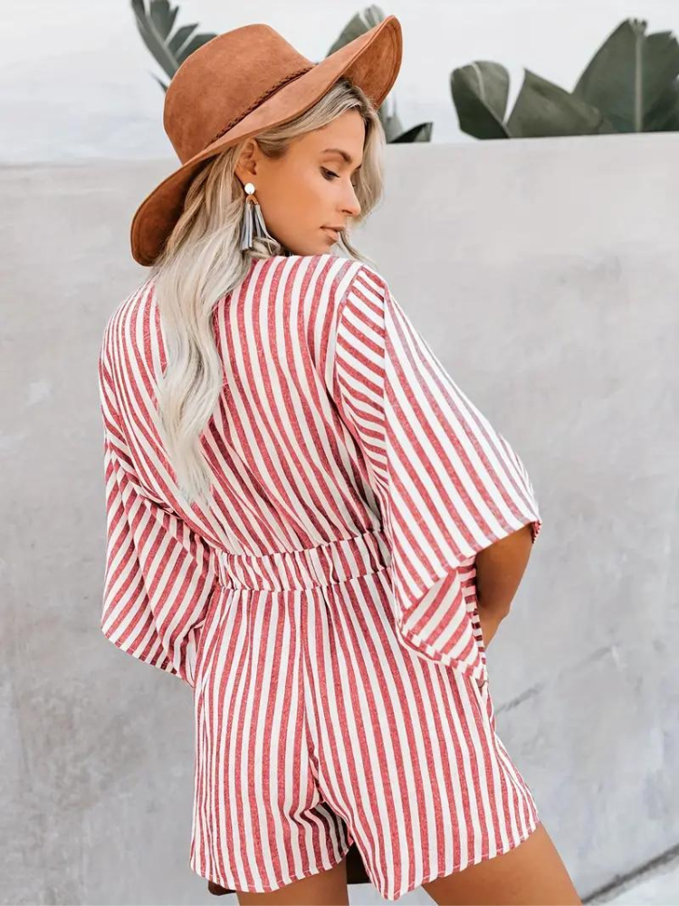 Levoire | Combinaison Rayée Tenue D'Été Avec Cravate