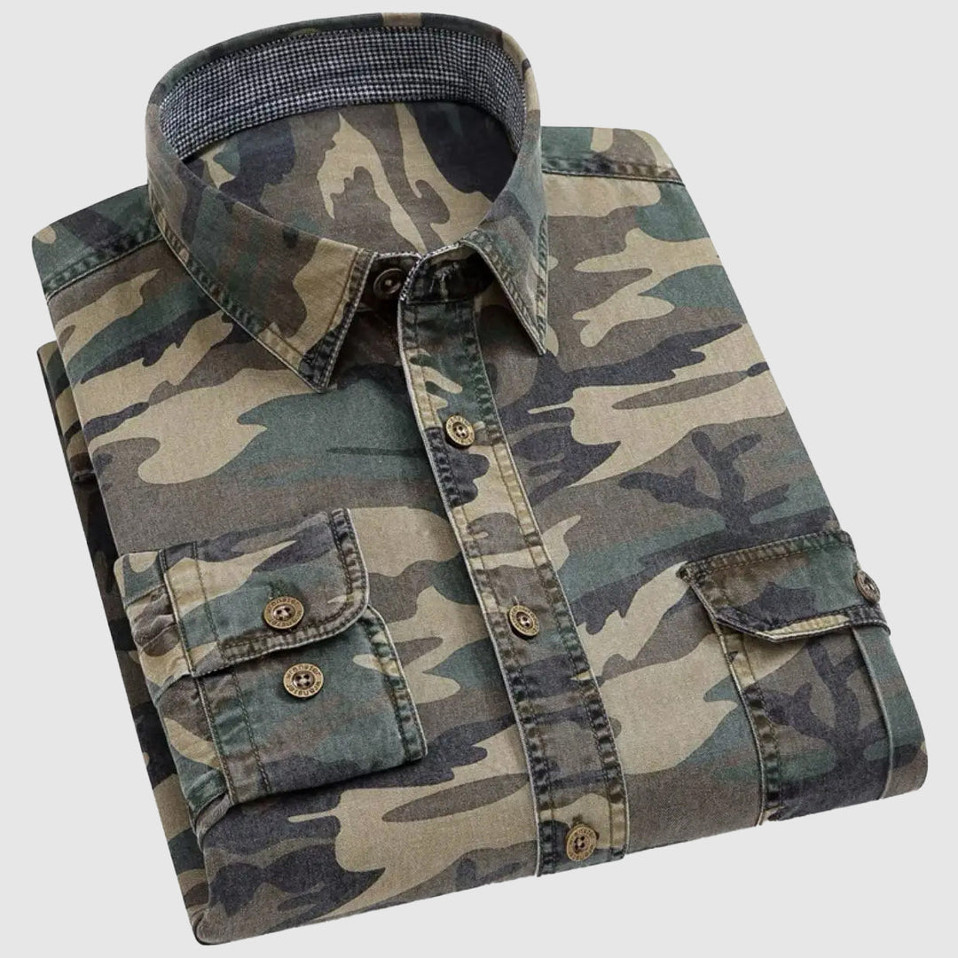 Levoire | Chemise Classique Camouflage À Manches Longues Pour Hommes Vert armée