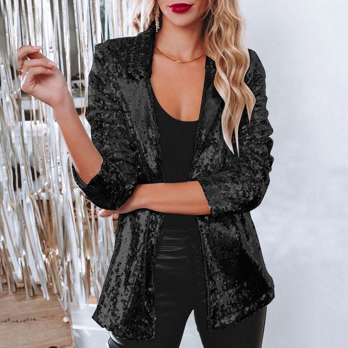 Levoire | Blazer À Paillettes De Luxe Pour Toute Occasion Noir