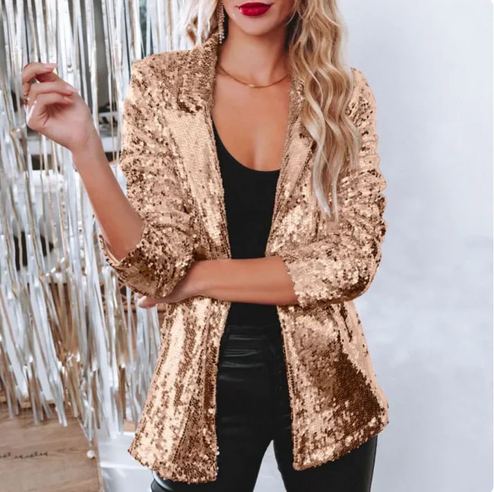 Levoire | Blazer À Paillettes De Luxe Pour Toute Occasion Or