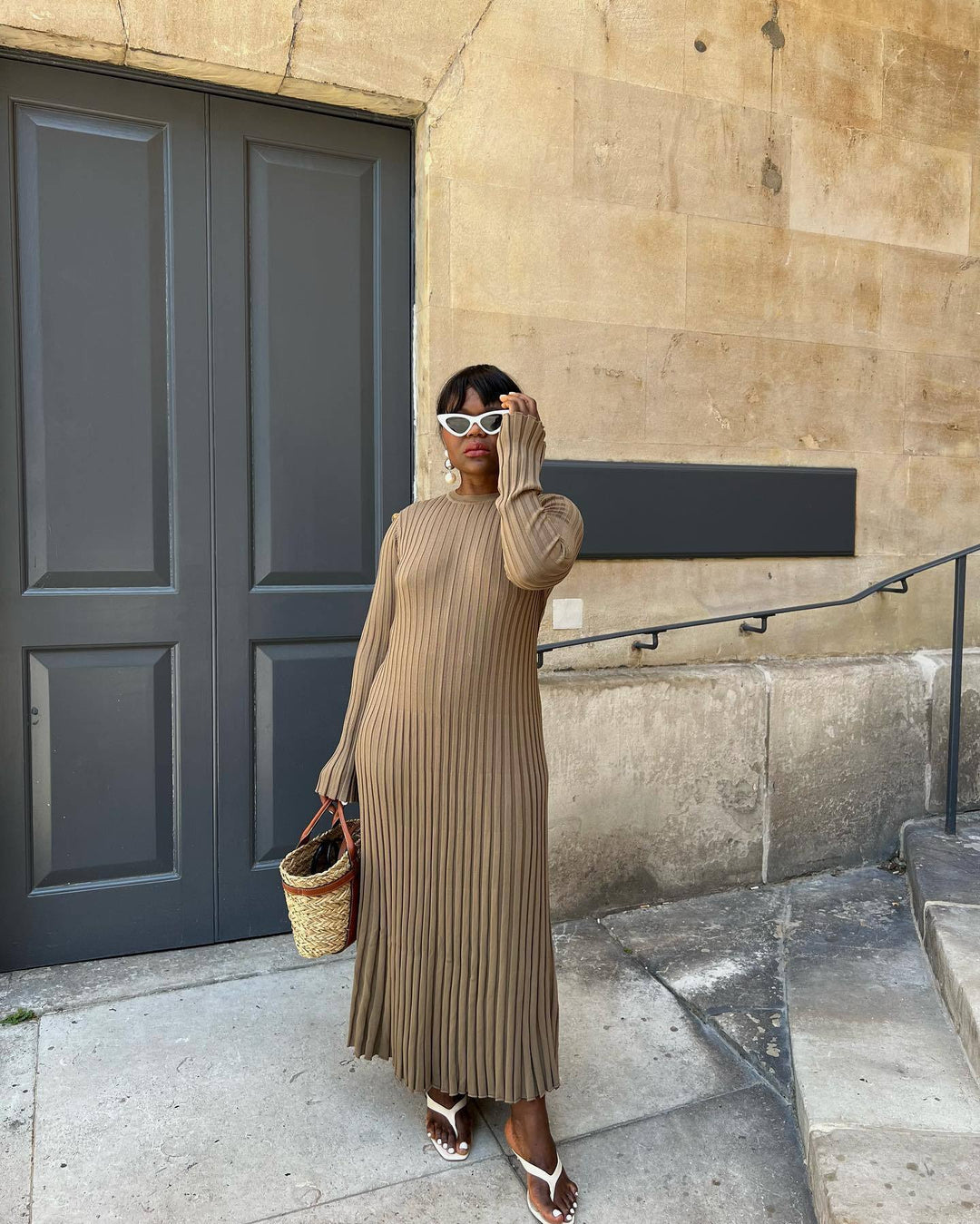 Levoire | Robe Maxi En Tricot Élégante Avec Détail En Nœud