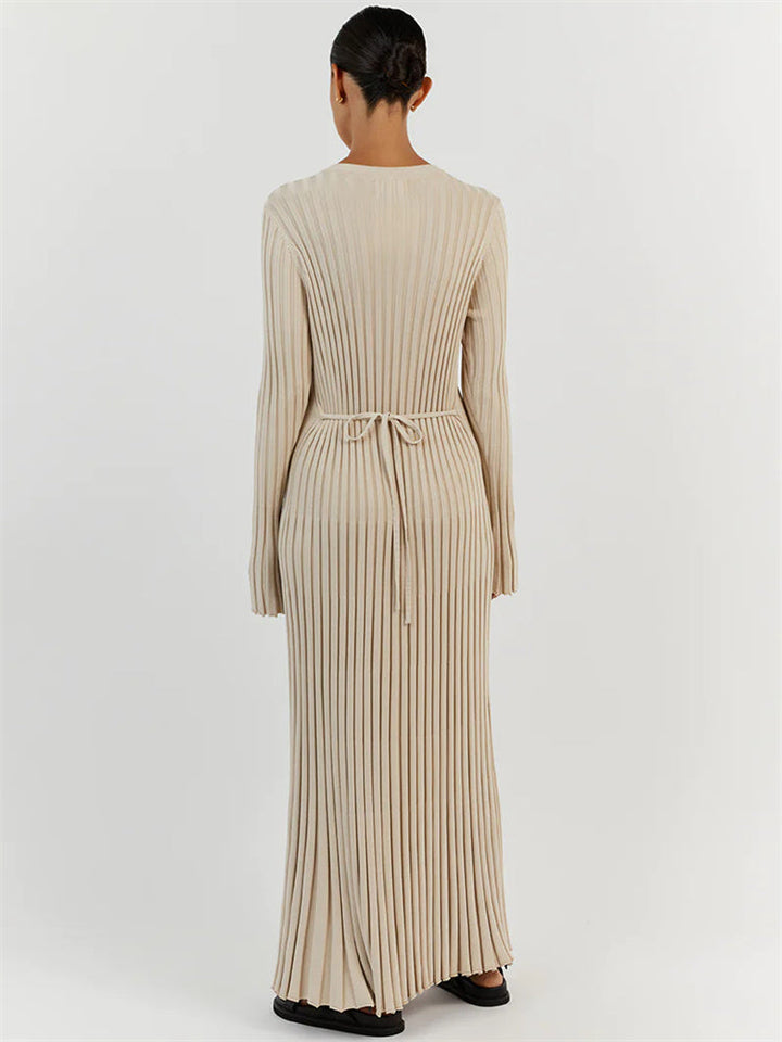 Levoire | Robe Maxi En Tricot Élégante Avec Détail En Nœud