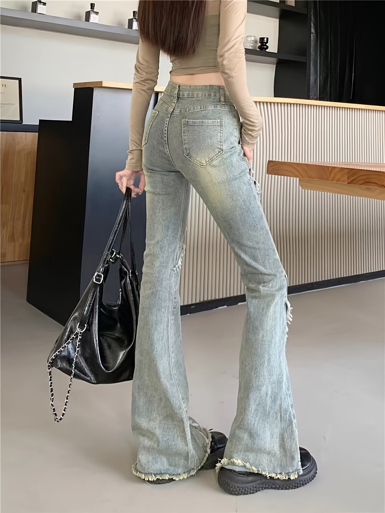 Levoire | Jean Flare Taille Haute Avec Ourlet Frangé